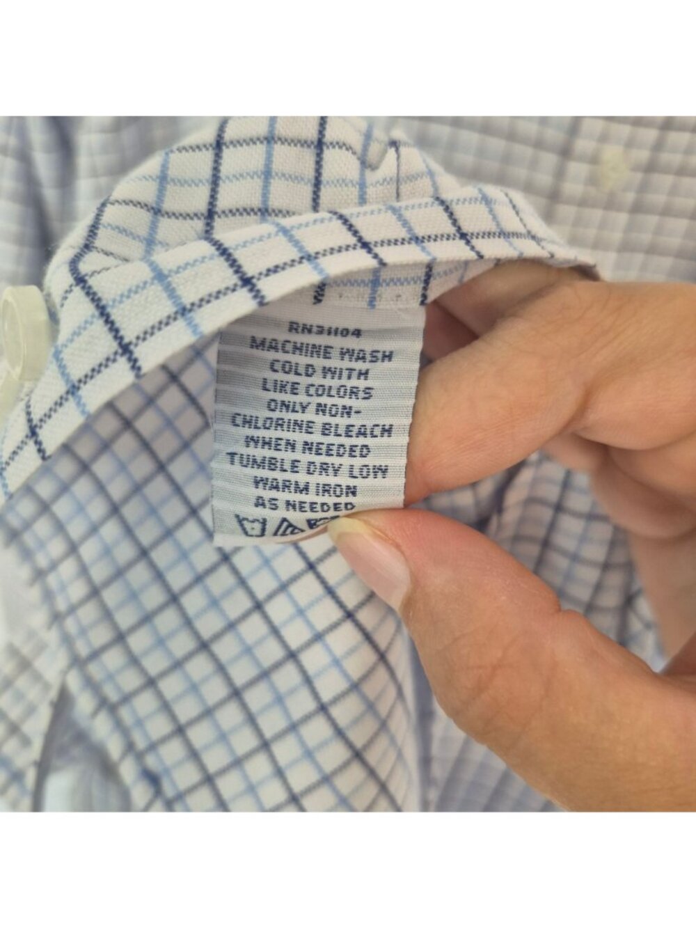 Saddlebred Men's Classic Fit Oxford Shirt 17-17.5 XL Blue Plaid Button-Down - Picture 5 of 6
